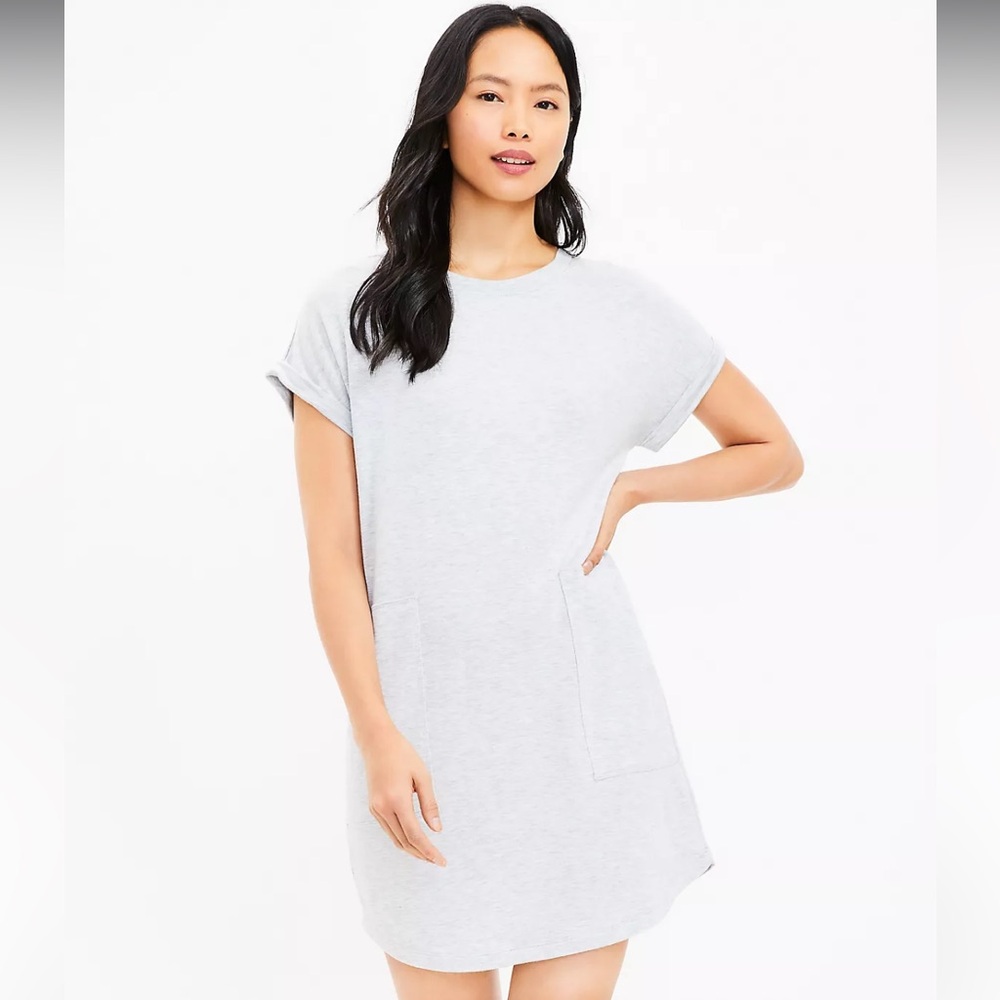LOFT Lou&Grey Signaturesoft Pocket Shift Dress, Heather Gray, Size Medium, GUC